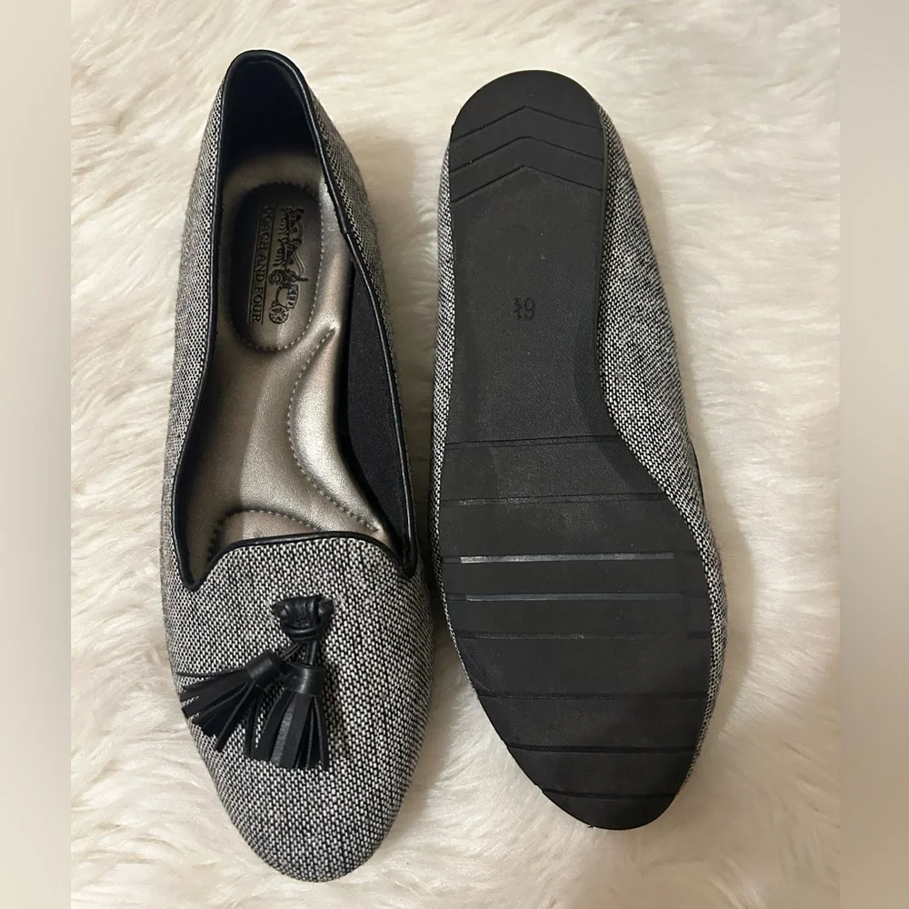 Coach and Four Black and Gray Tassel Loafers